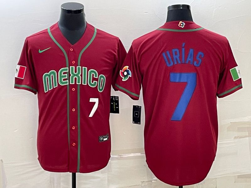 Men 2023 World Cub Mexico #7 Urias Red Nike MLB Jersey37->more jerseys->MLB Jersey